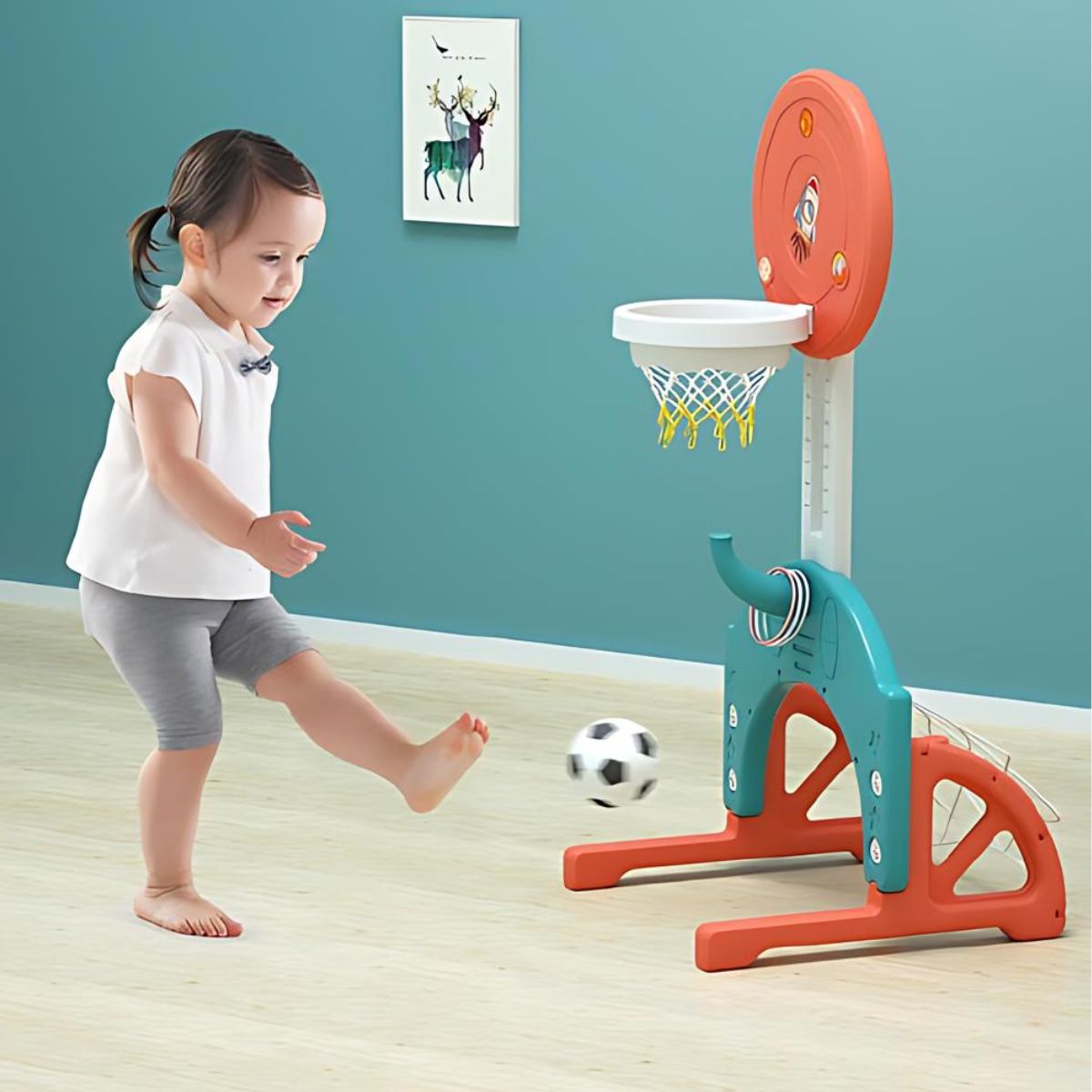 Set de Juegos Aro de Basketbol y Arco de Futbol Bebés Niños