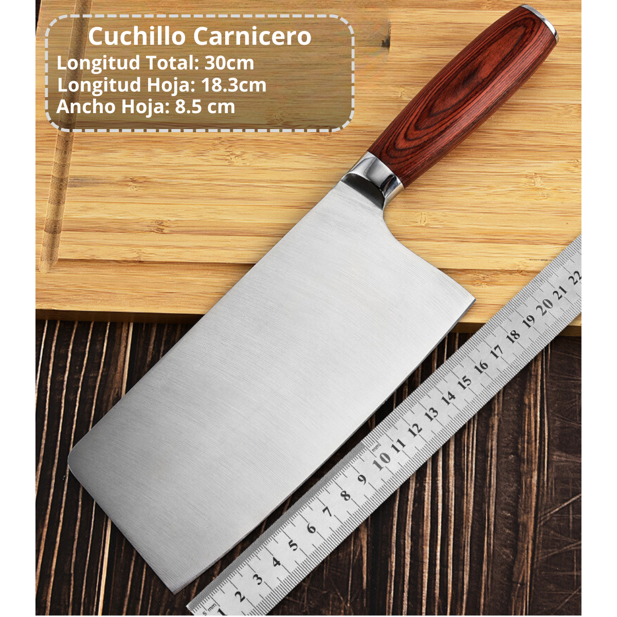 Set Cuchillos Profesionales Acero Martensitico 8 Pzs Con Base Y Tabla Para Cortar