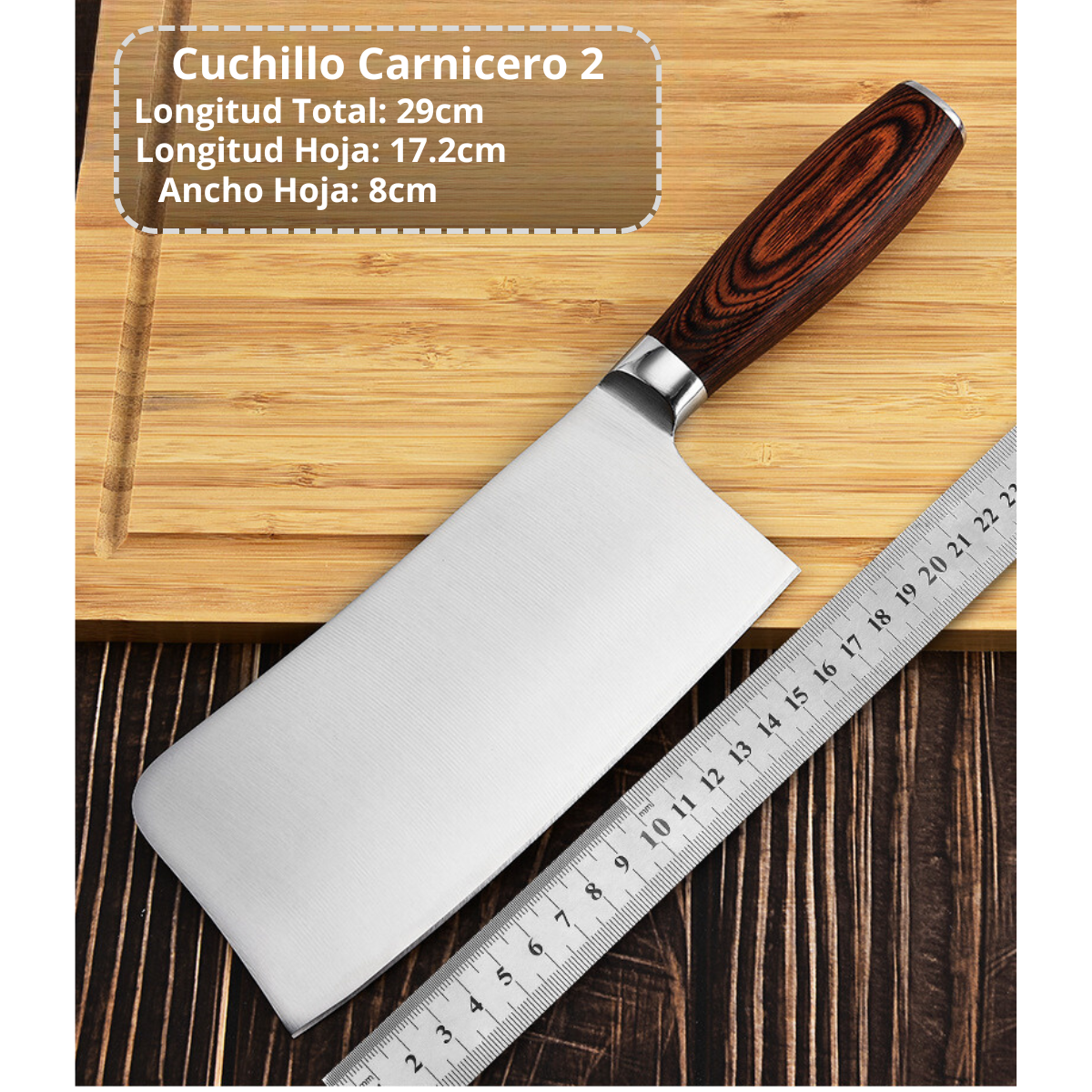 Set Cuchillos Profesionales Acero Martensitico 8 Pzs Con Base Y Tabla Para Cortar