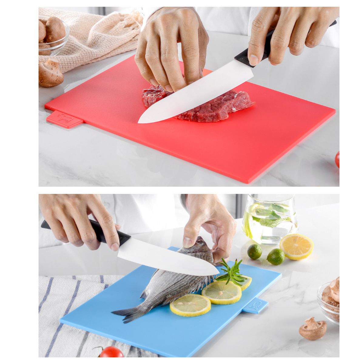 Set De 4 Tablas Para Cortar Picar De Plástico Grueso Colores