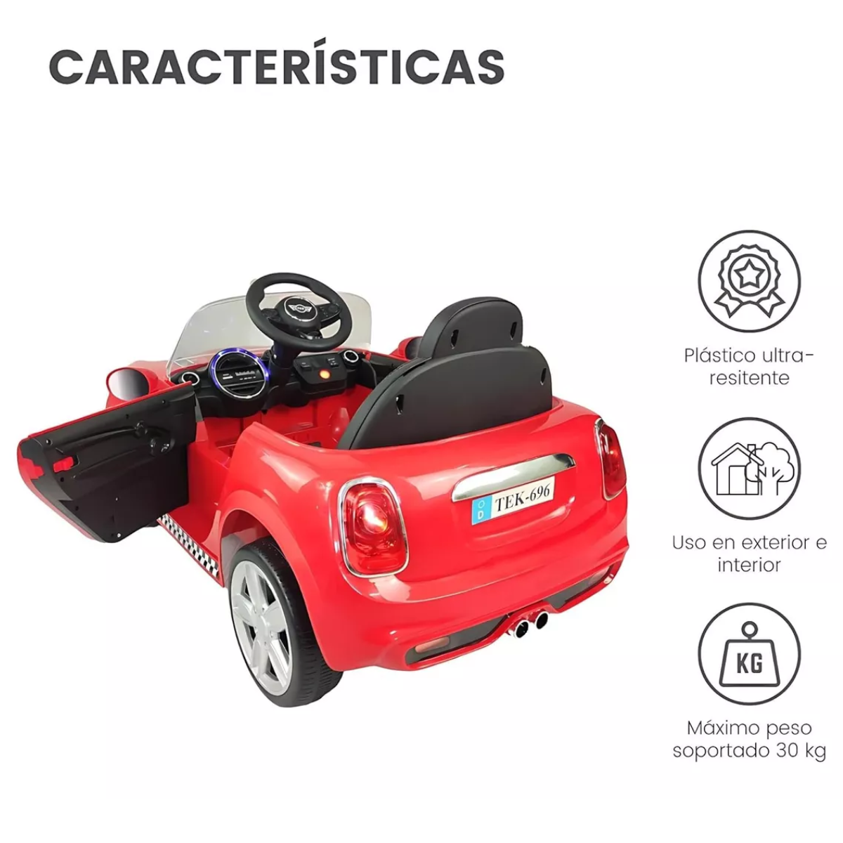 Auto Eléctrico Niños Bebés Estilo Cooper Música y luces