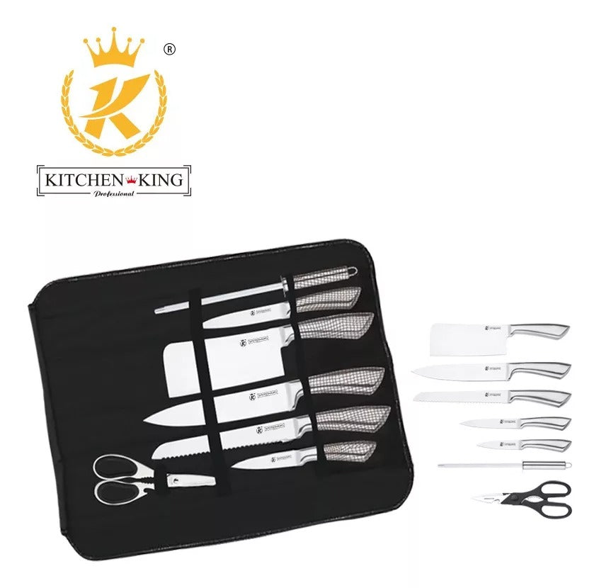 Set Cocina Cuchillos 7 Piezas De Acero Inoxidable + Bolso