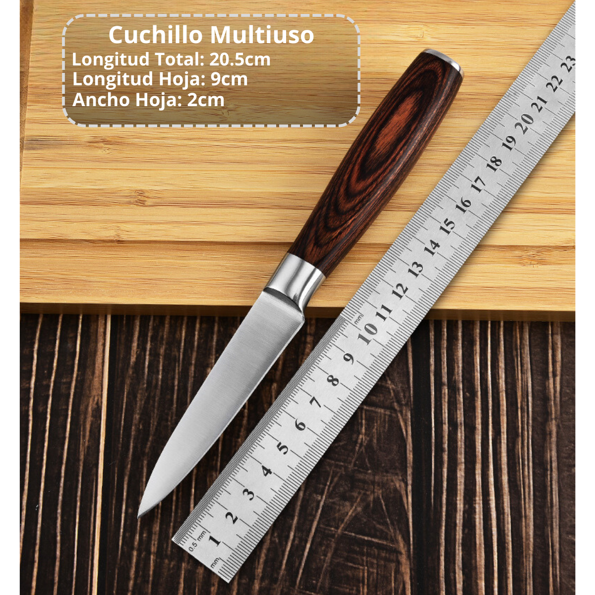 Set Cuchillos Profesionales Acero Martensitico 8 Pzs Con Base Y Tabla Para Cortar