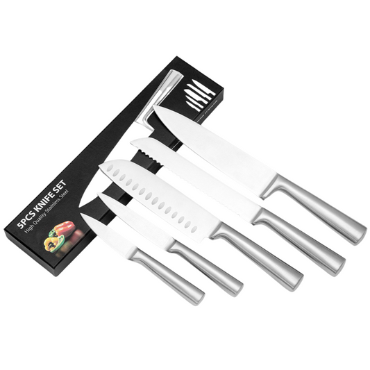 Set De Cocina Cuchillos 5 Piezas Acero Inoxidable Ergonómico