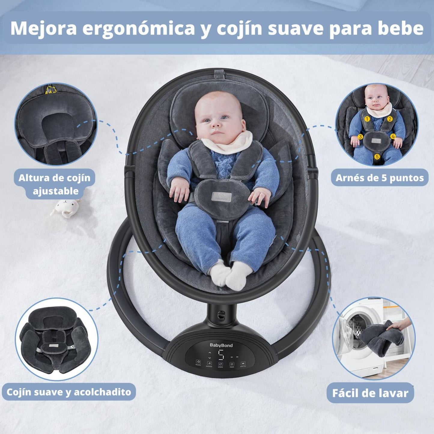 Silla Mecedora Bebé Eléctrica E Inalámbrica Babybond