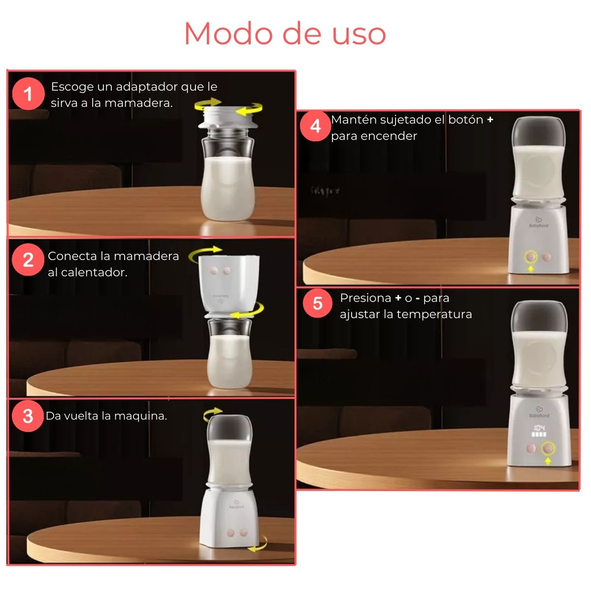 Calentador De Leche Inalámbrico Con Adaptador Babybond