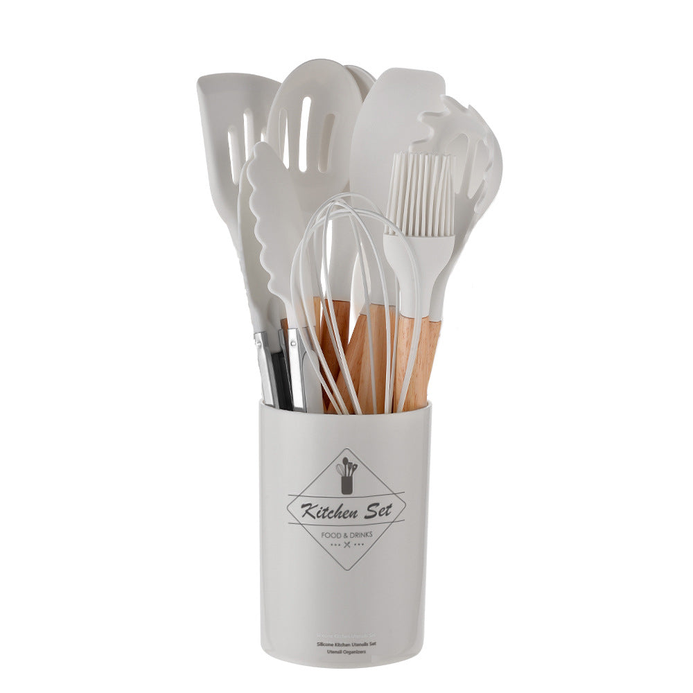 Set De Utensilios De Cocina Silicona Mango Madera 14pzas