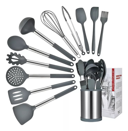 Set De Utensilios Cocina Silicona Con Base Giratoria 12pcs