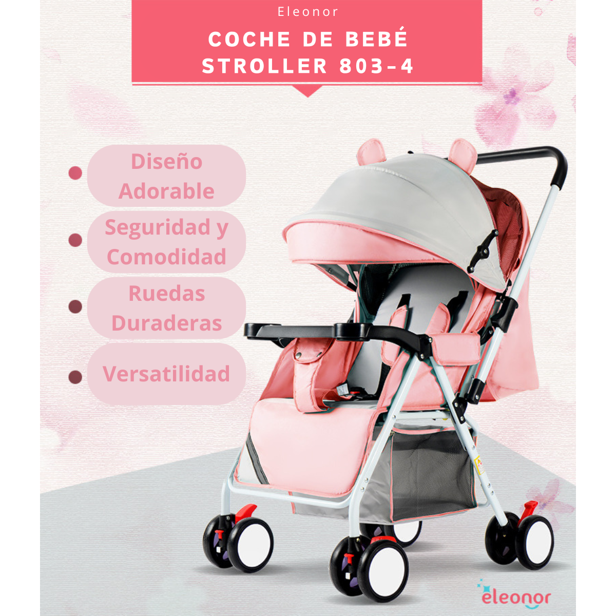 Coche De Bebé Paraguas Plegable Con Diseño De Orejitas