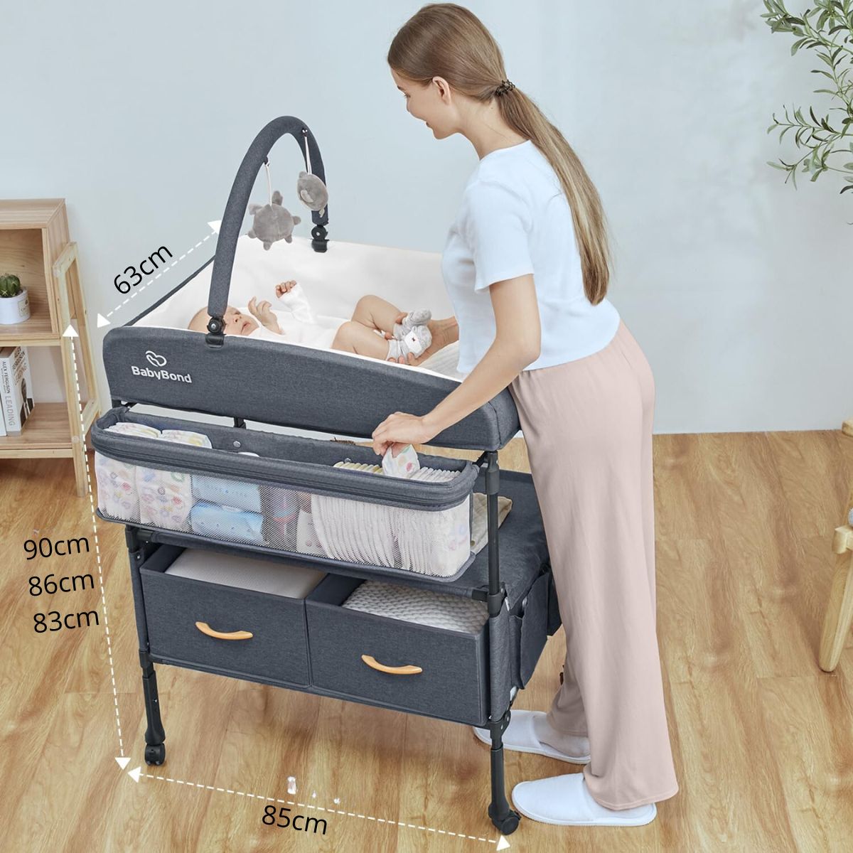 Mudador De Pañales Cambiador Plegable Con Cajones Babybond