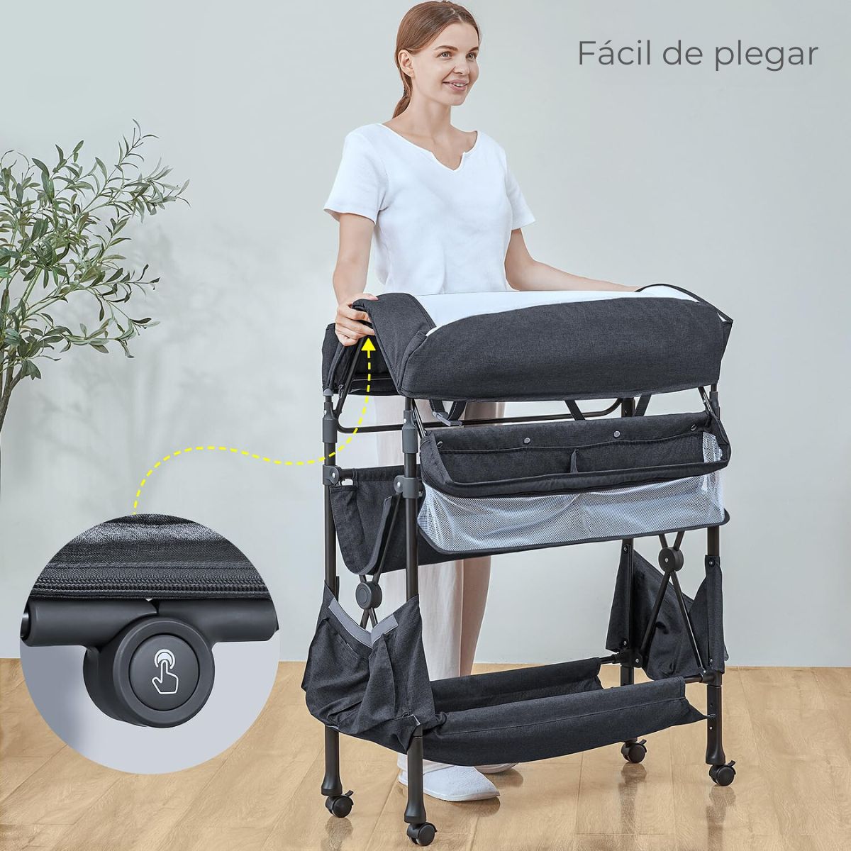 Mudador De Pañales Cambiador Plegable Con Cajones Babybond