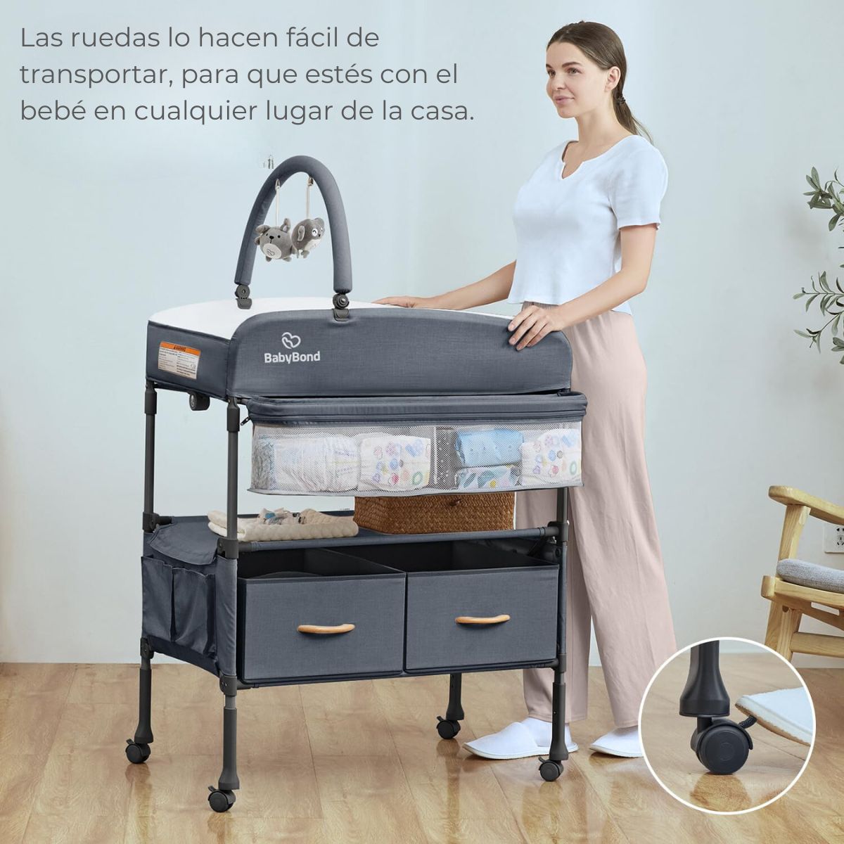 Mudador De Pañales Cambiador Plegable Con Cajones Babybond