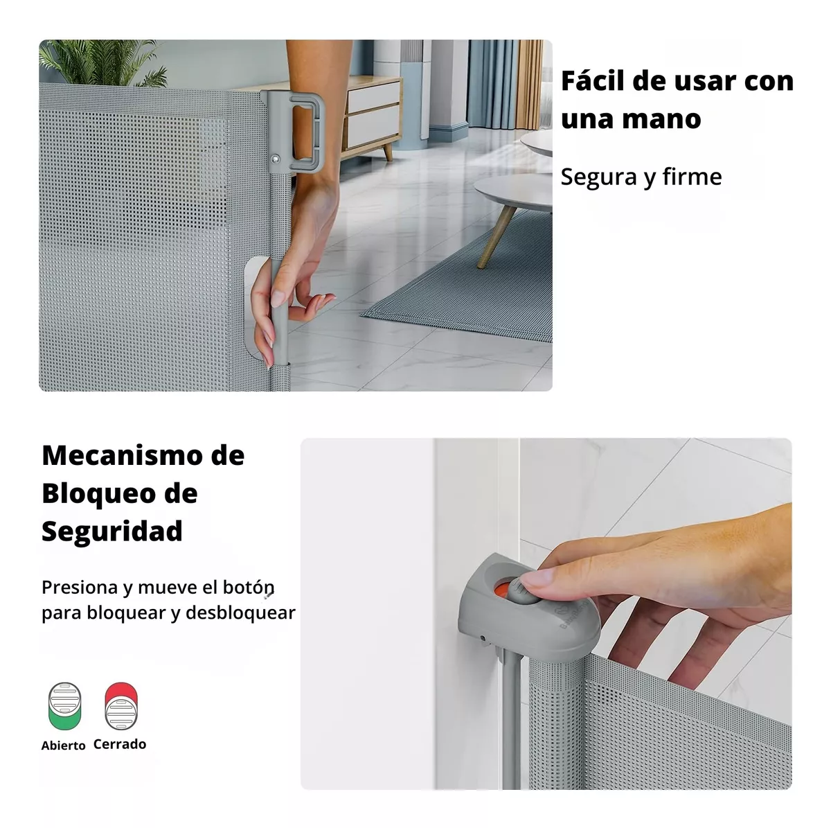 Puerta de Seguridad Retráctil BabyBond Bebés Niños Mascotas - Sin Perforaciones Extensible hasta 180 cm