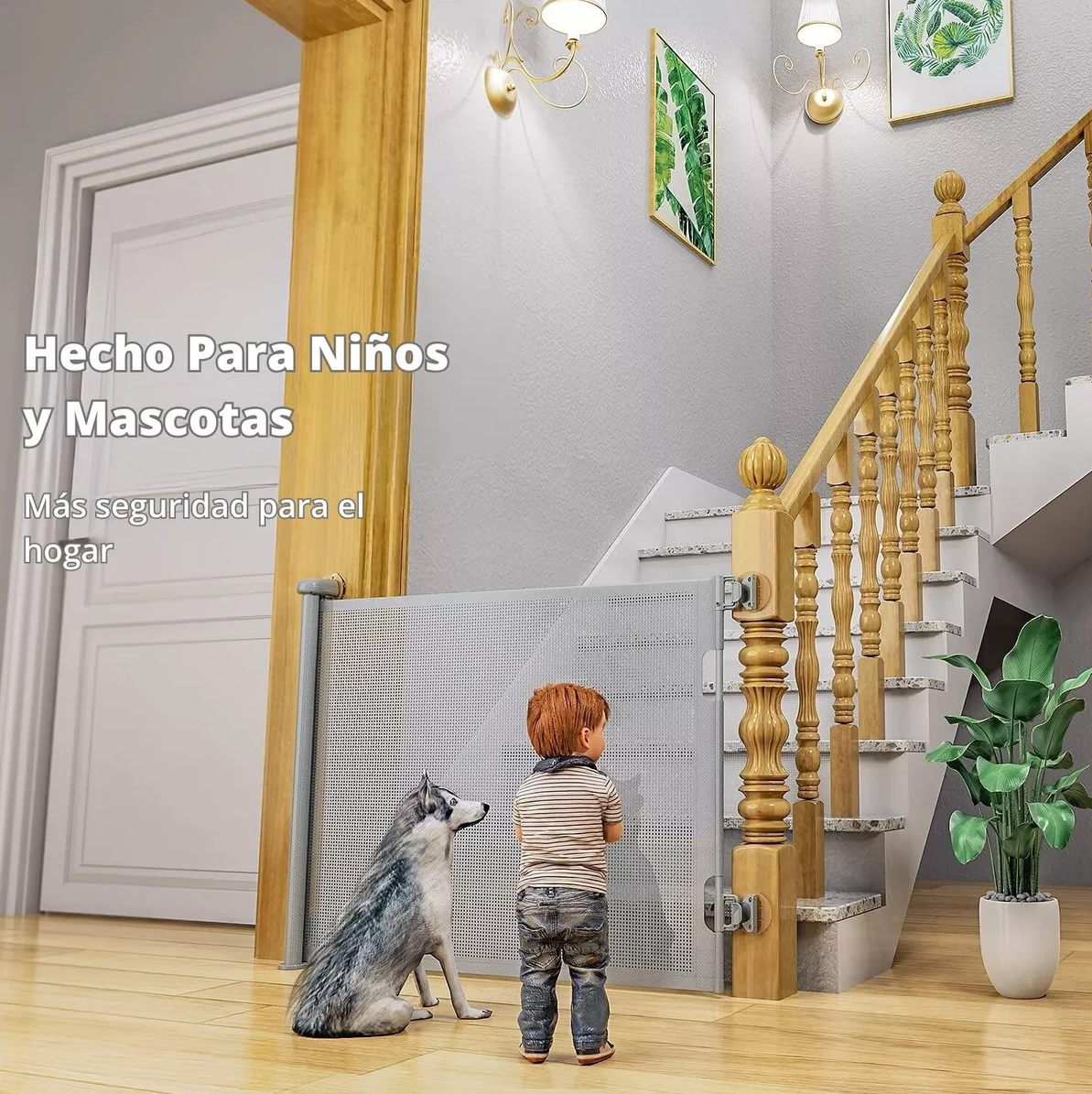 Puerta de Seguridad Retráctil BabyBond Bebés Niños Mascotas - Sin Perforaciones Extensible hasta 180 cm