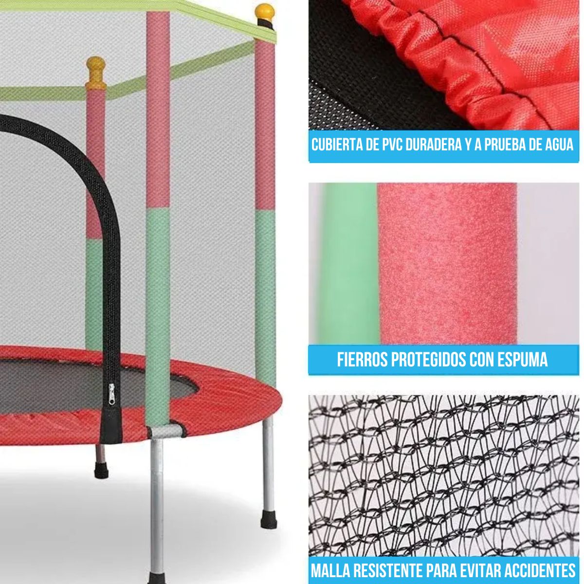 Mini Trampolín Cama Elástica con Malla para Niños 140cm