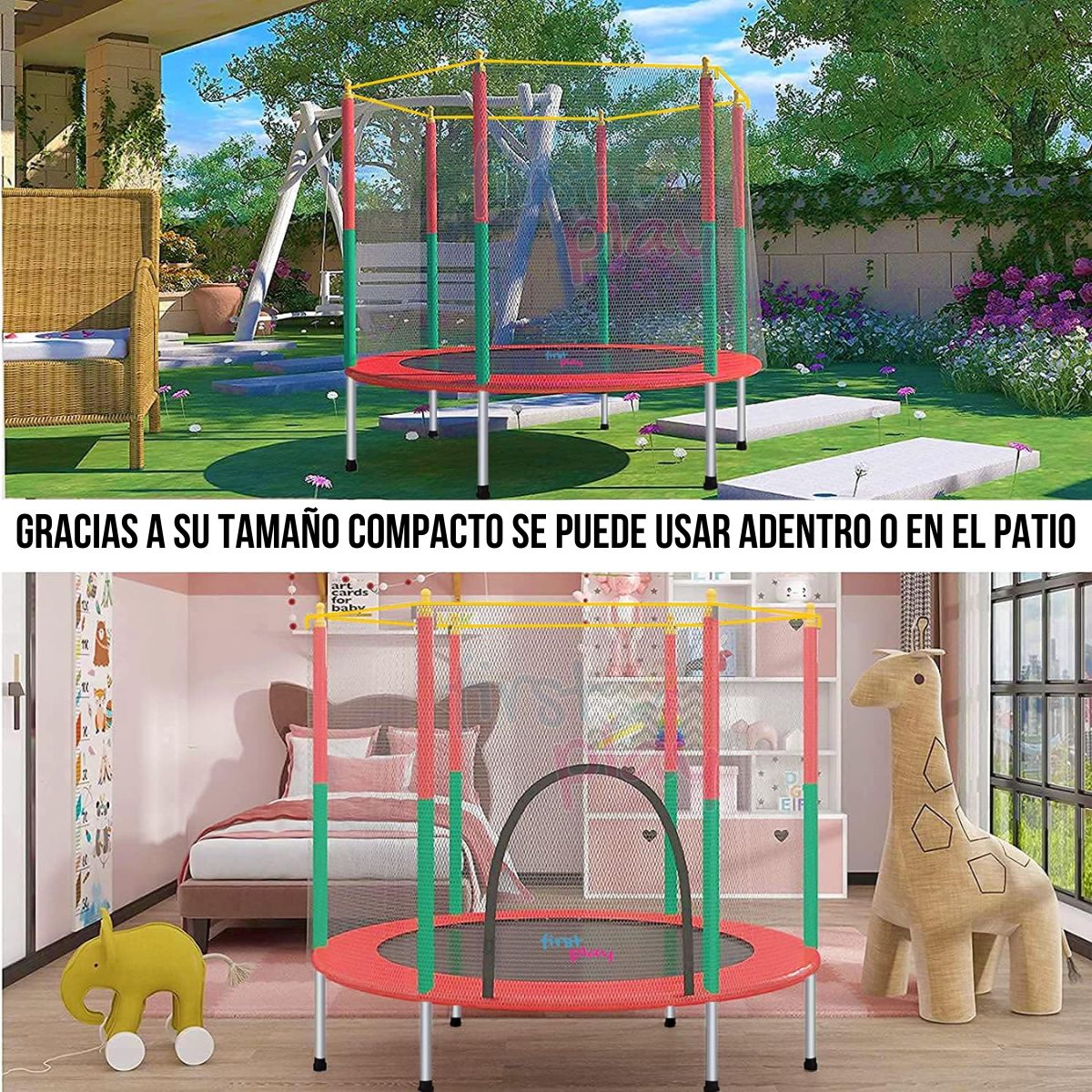 Mini Trampolín Cama Elástica con Malla para Niños 140cm