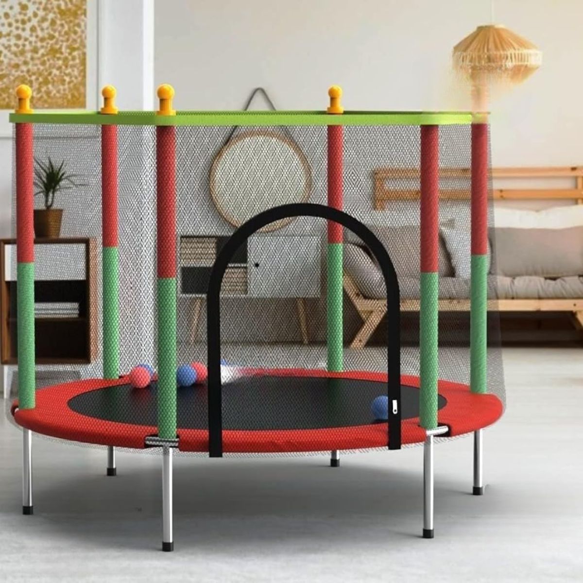 Mini Trampolín Cama Elástica con Malla para Niños 140cm