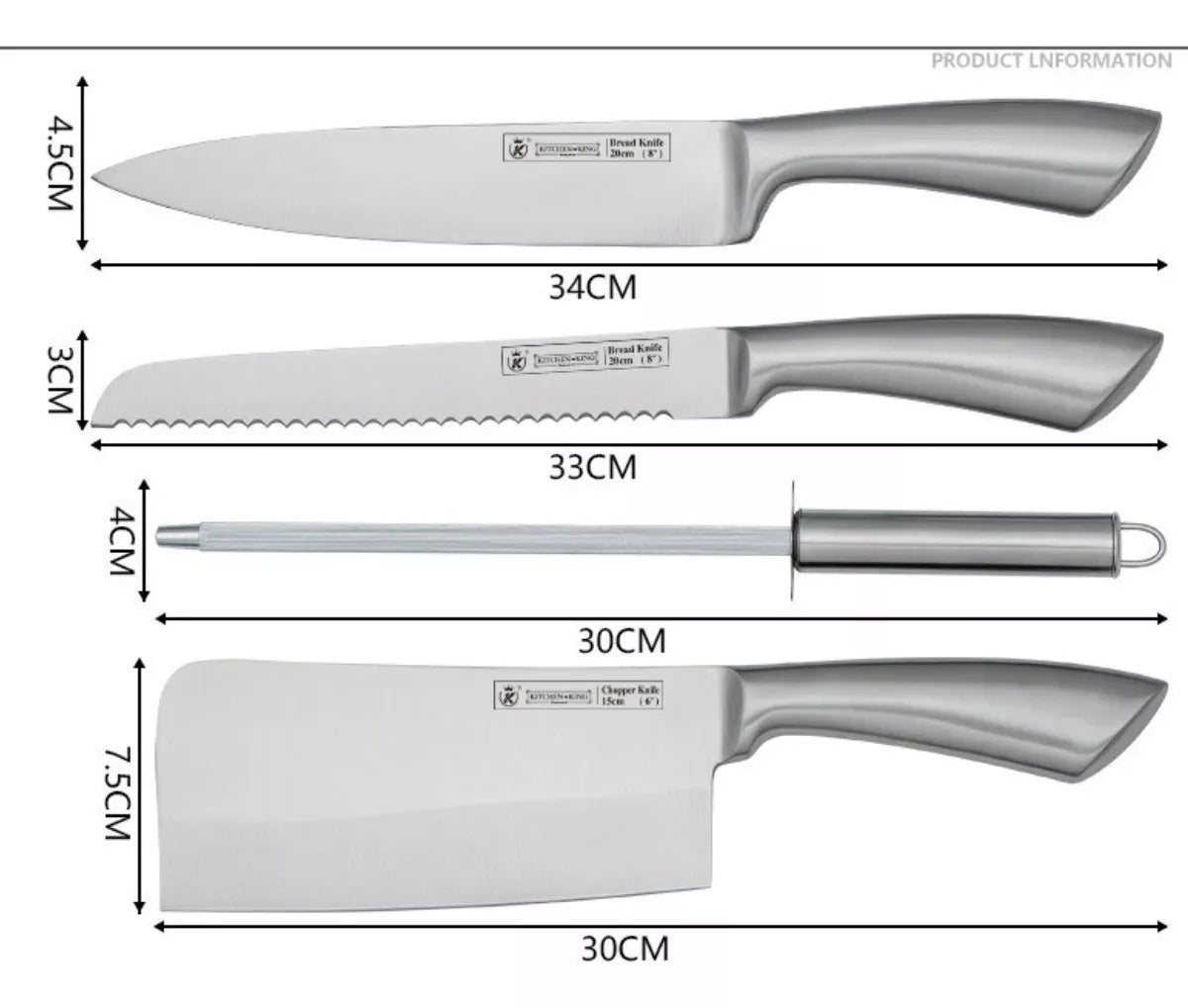 Set Cocina Cuchillos 7 Piezas De Acero Inoxidable + Bolso