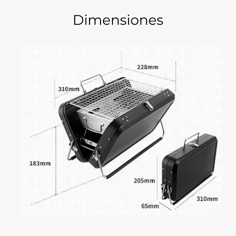 Mini Parrilla Plegable Portátil De Acero Inoxidable Maletín