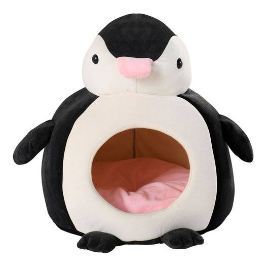 Cama Tipo Casita para Mascota Acolchada Pingüino Para Gatos Y Perros