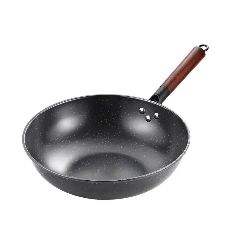 Sartén Wok de hierro 30cm Antiadherente Inoxidable con Mango