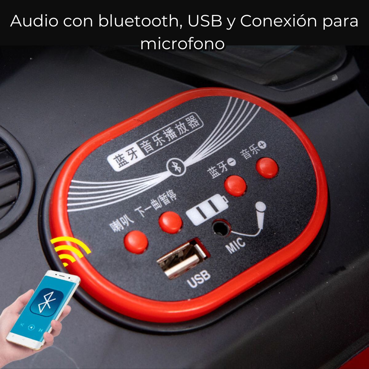 Auto deportivo a bateria para niños Control Remoto Música y Luces