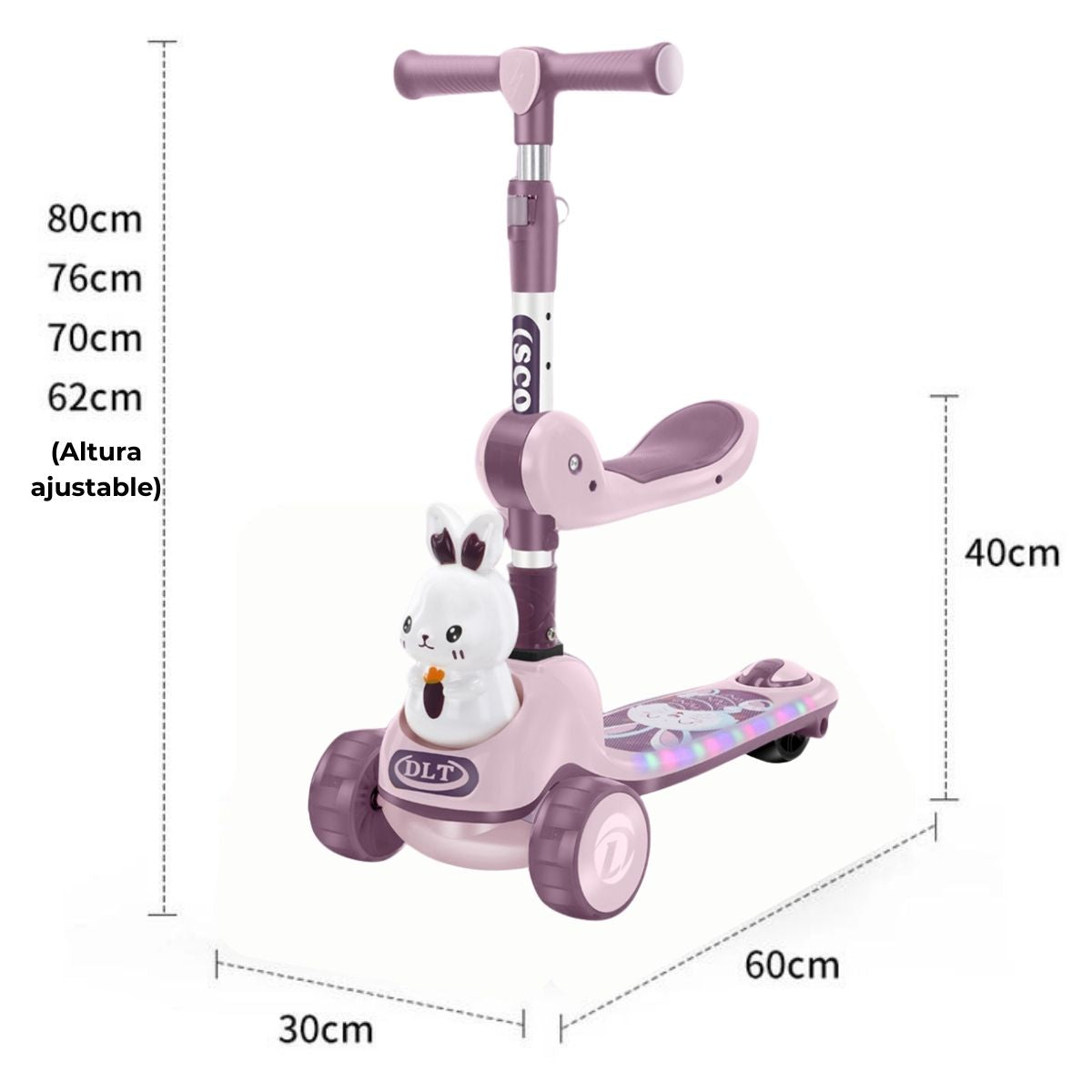 Scooter 3 ruedas con Asiento para Bebés Musical con Luces